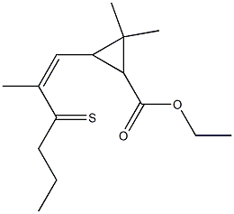 3,3-Dimethyl-2-(2-propylthiocarbonyl-1-propenyl)cyclopropanecarboxylic acid ethyl ester Struktur