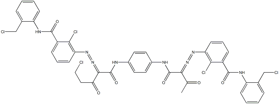 3,3'-[2-(Chloromethyl)-1,4-phenylenebis[iminocarbonyl(acetylmethylene)azo]]bis[N-[2-(chloromethyl)phenyl]-2-chlorobenzamide] Struktur