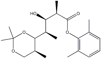 (2R,3R,4R)-3-Hydroxy-2-methyl-4-[(4R,5S)-2,2,5-trimethyl-1,3-dioxan-4-yl]valeric acid 2,6-dimethylphenyl ester Struktur