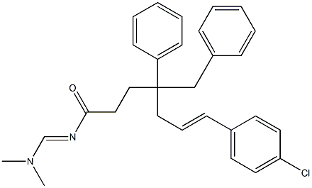 N-[(Dimethylamino)methylene]-4-phenyl-4-benzyl-7-(4-chlorophenyl)-6-heptenamide Struktur