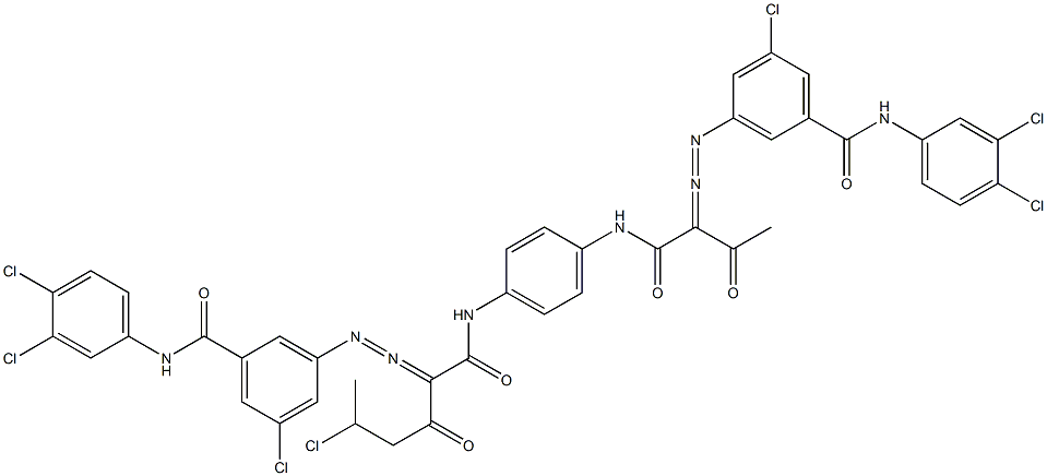 3,3'-[2-(1-Chloroethyl)-1,4-phenylenebis[iminocarbonyl(acetylmethylene)azo]]bis[N-(3,4-dichlorophenyl)-5-chlorobenzamide] Struktur