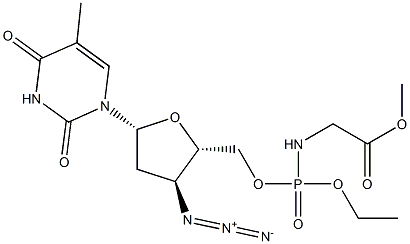 3'-Azido-3'-deoxythymidine-5'-[[[2-methoxy-2-oxoethyl]amino]phosphonic acid ethyl] ester Struktur