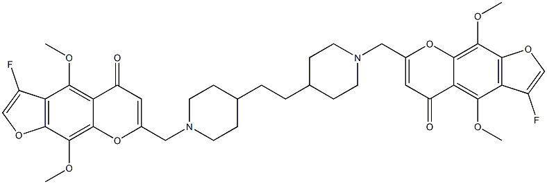 7,7'-[1,2-Ethanediylbis(4,1-piperidinediyl)bis(methylene)]bis[3-fluoro-4,9-dimethoxy-5H-furo[3,2-g][1]benzopyran-5-one] Struktur