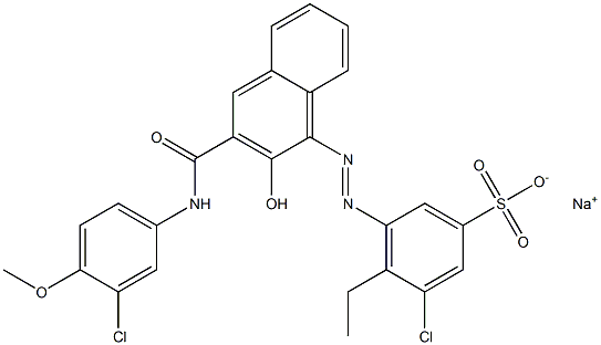 3-Chloro-4-ethyl-5-[[3-[[(3-chloro-4-methoxyphenyl)amino]carbonyl]-2-hydroxy-1-naphtyl]azo]benzenesulfonic acid sodium salt Struktur