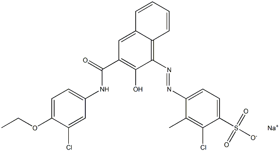 2-Chloro-3-methyl-4-[[3-[[(3-chloro-4-ethoxyphenyl)amino]carbonyl]-2-hydroxy-1-naphtyl]azo]benzenesulfonic acid sodium salt Struktur