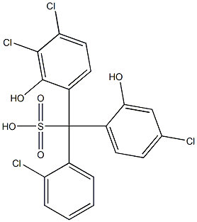 (2-Chlorophenyl)(4-chloro-2-hydroxyphenyl)(3,4-dichloro-2-hydroxyphenyl)methanesulfonic acid Struktur