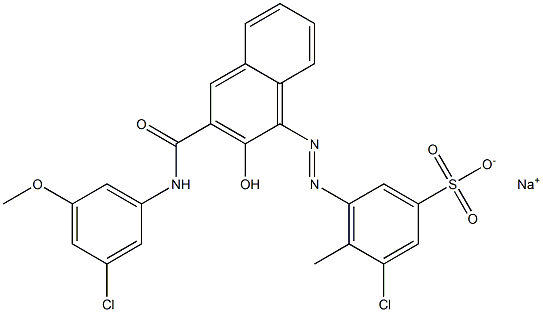 3-Chloro-4-methyl-5-[[3-[[(3-chloro-5-methoxyphenyl)amino]carbonyl]-2-hydroxy-1-naphtyl]azo]benzenesulfonic acid sodium salt Struktur