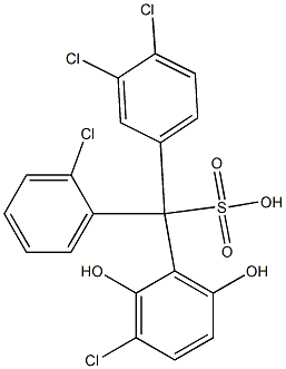 (2-Chlorophenyl)(3,4-dichlorophenyl)(3-chloro-2,6-dihydroxyphenyl)methanesulfonic acid Struktur