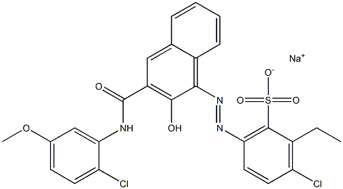 3-Chloro-2-ethyl-6-[[3-[[(2-chloro-5-methoxyphenyl)amino]carbonyl]-2-hydroxy-1-naphtyl]azo]benzenesulfonic acid sodium salt Struktur