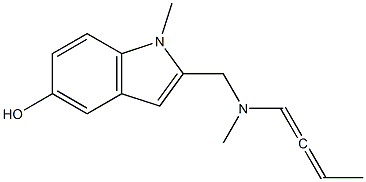 1-Methyl-2-[methyl(1,2-butadienyl)aminomethyl]-1H-indol-5-ol Struktur