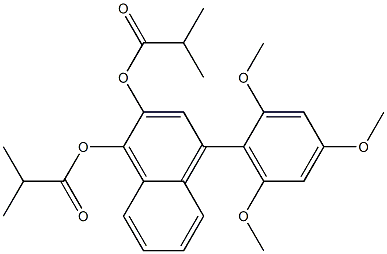 4-(2,4,6-Trimethoxyphenyl)naphthalene-1,2-diol di(2-methylpropanoate) Struktur