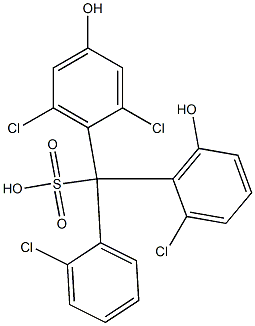 (2-Chlorophenyl)(2-chloro-6-hydroxyphenyl)(2,6-dichloro-4-hydroxyphenyl)methanesulfonic acid Struktur