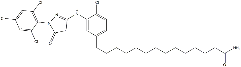 14-[3-[1-(2,4,6-Trichlorophenyl)-5-oxo-2-pyrazolin-3-yl]amino-4-chlorophenyl]tetradecanamide Struktur