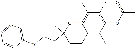 2,5,7,8-Tetramethyl-2-[2-(phenylthio)ethyl]-3,4-dihydro-2H-1-benzopyran-6-ol acetate Struktur