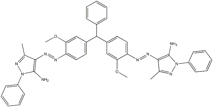 4,4'-Benzylidenebis[(2-methoxy-4,1-phenylene)azo]bis(5-amino-3-methyl-1-phenyl-1H-pyrazole) Struktur