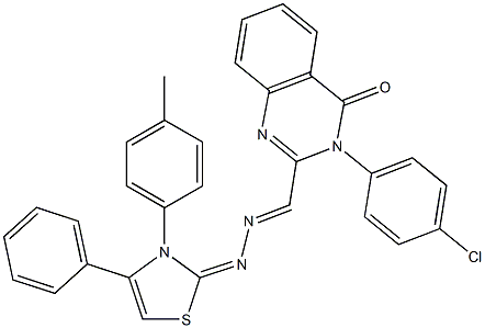 3-(4-Chlorophenyl)-2-[2-[(2,3-dihydro-3-(p-methylphenyl)-4-phenylthiazole)-2-ylidene]hydrazonomethyl]quinazoline-4(3H)-one Struktur