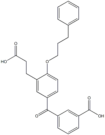 5-(3-Carboxybenzoyl)-2-(3-phenylpropyloxy)benzenepropanoic acid Struktur