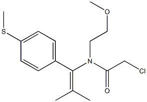 N-[1-(4-Methylthiophenyl)-2-methyl-1-propenyl]-N-[2-methoxyethyl]-2-chloroacetamide Struktur