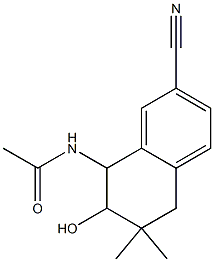 8-Acetylamino-5,6,7,8-tetrahydro-7-hydroxy-6,6-dimethylnaphthalene-2-carbonitrile Struktur