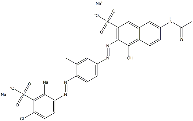 7-Acetylamino-4-hydroxy-3-[[4-[(4-chloro-2-sodiosulfophenyl)azo]-3-methylphenyl]azo]naphthalene-2-sulfonic acid sodium salt Struktur