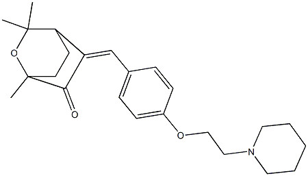 5-[4-[2-Piperidinoethoxy]benzylidene]-1,3,3-trimethyl-2-oxabicyclo[2.2.2]octan-6-one Struktur