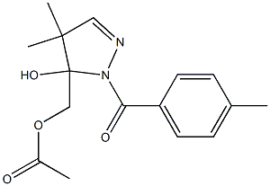 Acetic acid [[2-(4-methylbenzoyl)-4,4-dimethyl-3,4-dihydro-3-hydroxy-2H-pyrazol]-3-yl]methyl ester Struktur