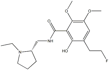 6-Hydroxy-5-(2-fluoroethyl)-2,3-dimethoxy-N-[[(2S)-1-ethylpyrrolidin-2-yl]methyl]benzamide Struktur