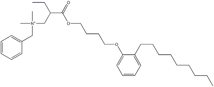 N,N-Dimethyl-N-benzyl-N-[2-[[4-(2-nonylphenyloxy)butyl]oxycarbonyl]butyl]aminium Struktur