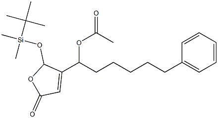 Acetic acid 1-[[2,5-dihydro-5-oxo-2-(tert-butyldimethylsiloxy)furan]-3-yl]-6-phenylhexyl ester Struktur