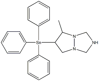 6-(Triphenylstannyl)-5-methyltetrahydro-1H,5H-pyrazolo[1,2-a][1,2,4]triazole Struktur