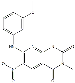 7-[(m-Methoxyphenyl)amino]-1,3-dimethyl-6-nitropyrido[2,3-d]pyrimidine-2,4(1H,3H)-dione Struktur