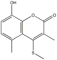 8-Hydroxy-3,5-dimethyl-4-(methylthio)coumarin Struktur