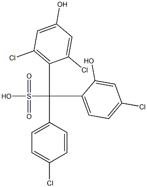 (4-Chlorophenyl)(4-chloro-2-hydroxyphenyl)(2,6-dichloro-4-hydroxyphenyl)methanesulfonic acid Struktur