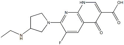 6-Fluoro-1,4-dihydro-4-oxo-7-(3-ethylamino-1-pyrrolidinyl)-1,8-naphthyridine-3-carboxylic acid Struktur