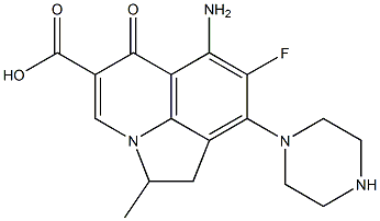 2-Methyl-6-amino-7-fluoro-8-(piperazin-1-yl)-1,2-dihydro-5-oxo-5H-2a-azaacenaphthylene-4-carboxylic acid Struktur