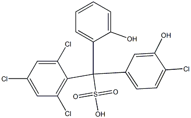 (4-Chloro-3-hydroxyphenyl)(2,4,6-trichlorophenyl)(2-hydroxyphenyl)methanesulfonic acid Struktur