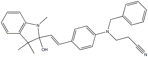 3-[[4-[2-(2-Hydroxy-1,3,3-trimethylindolin-2-yl)vinyl]phenyl](phenylmethyl)amino]propanenitrile Struktur