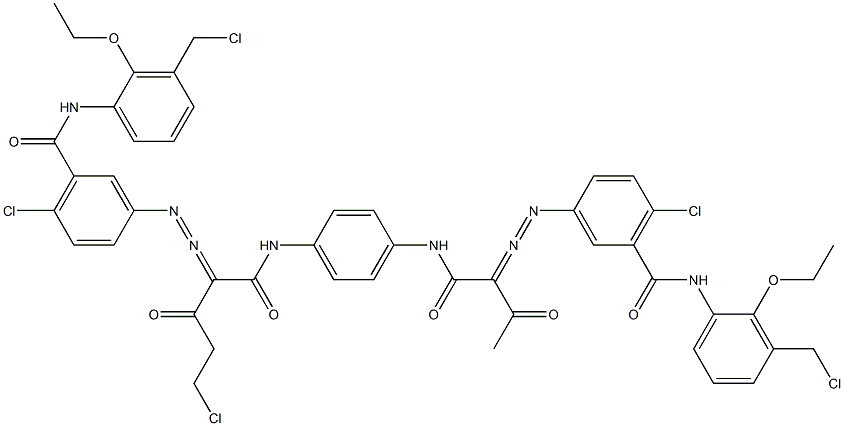 3,3'-[2-(Chloromethyl)-1,4-phenylenebis[iminocarbonyl(acetylmethylene)azo]]bis[N-[3-(chloromethyl)-2-ethoxyphenyl]-6-chlorobenzamide] Struktur