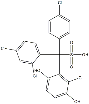 (4-Chlorophenyl)(2,4-dichlorophenyl)(6-chloro-2,5-dihydroxyphenyl)methanesulfonic acid Struktur