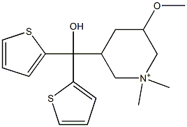 3-[Bis(2-thienyl)hydroxymethyl]-5-methoxy-1,1-dimethylpiperidinium Struktur