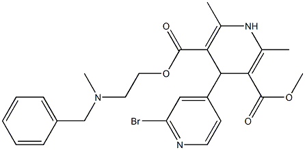 4-(2-Bromopyridin-4-yl)-1,4-dihydro-2,6-dimethylpyridine-3,5-dicarboxylic acid 3-methyl 5-[2-(N-methyl-N-benzylamino)ethyl] ester Struktur