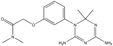 2,4-Diamino-6,6-dimethyl-5,6-dihydro-5-[3-(dimethylcarbamoylmethoxy)phenyl]-1,3,5-triazine Struktur