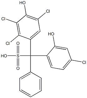 (4-Chloro-2-hydroxyphenyl)(2,3,5-trichloro-4-hydroxyphenyl)phenylmethanesulfonic acid Struktur