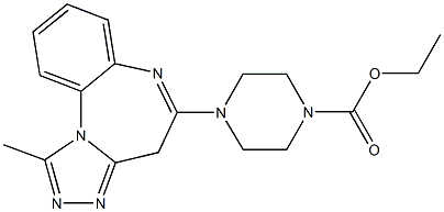 1-Methyl-5-(4-ethoxycarbonyl-1-piperazinyl)-4H-[1,2,4]triazolo[4,3-a][1,5]benzodiazepine Struktur