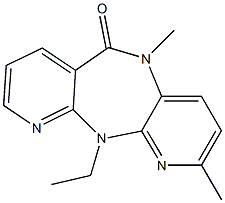 2,5-Dimethyl-11-ethyl-5,11-dihydro-6H-dipyrido[3,2-b:2',3'-e][1,4]diazepine-6-one Struktur