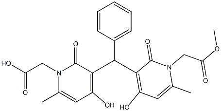 3,3'-(Benzylidene)bis(1,2-dihydro-4-hydroxy-6-methyl-2-oxopyridine-1-acetic acid methyl) ester Struktur