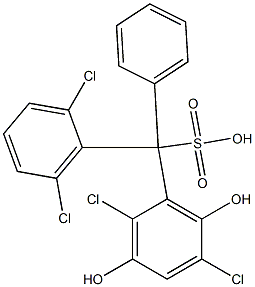 (2,6-Dichlorophenyl)(2,5-dichloro-3,6-dihydroxyphenyl)phenylmethanesulfonic acid Struktur