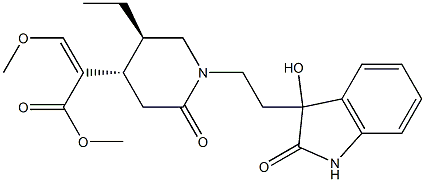 3-[2-[(4S,5R)-5-Ethyl-4-(2-methoxy-1-(methoxycarbonyl)vinyl)-2-oxopiperidin-1-yl]ethyl]-3-hydroxy-1H-indol-2(3H)-one Struktur