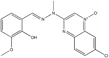 6-Chloro-2-[2-(2-hydroxy-3-methoxybenzylidene)-1-methylhydrazino]quinoxaline 4-oxide Struktur