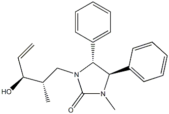 (4R,5R)-4,5-Dihydro-4,5-diphenyl-1-methyl-3-[(2S,3S)-3-hydroxy-2-methyl-4-pentenyl]-1H-imidazol-2(3H)-one Struktur